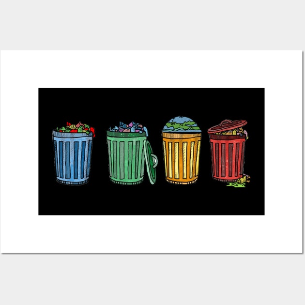Garbage Cans Wall Art by Muga Design